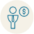 Icon of a man wearing a tie and a dollar sign on the side