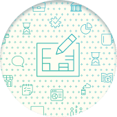 Icon of a layout or dashboard with a pencil
