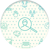 Icon with magnifying glass or search icon