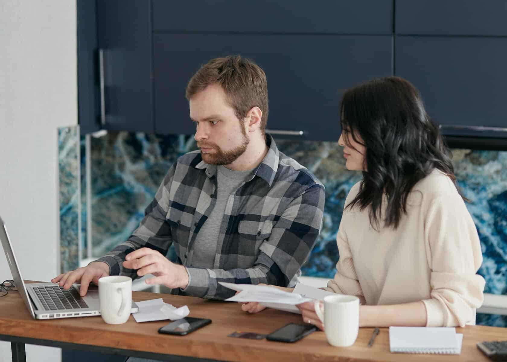 Employees managing finances and data entry