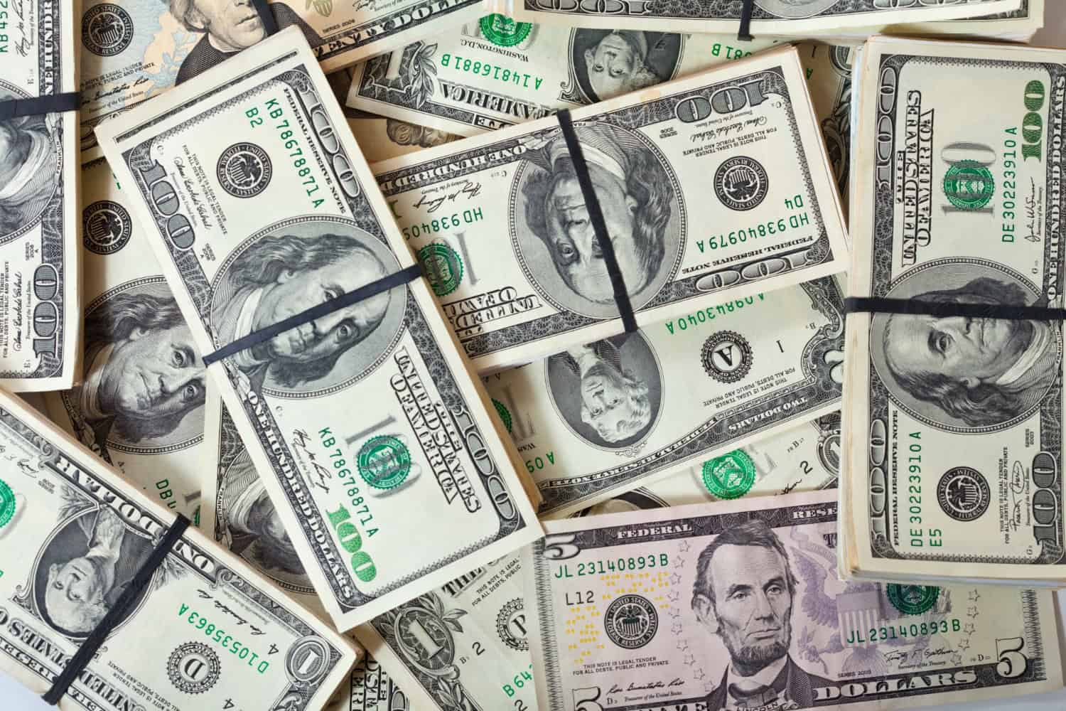Stacks of $100 bills